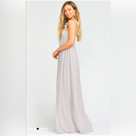Show Me Your Mumu June Maxi Bridesmaid Dress in Dove Grey Chiffon - Picture 3 of 6